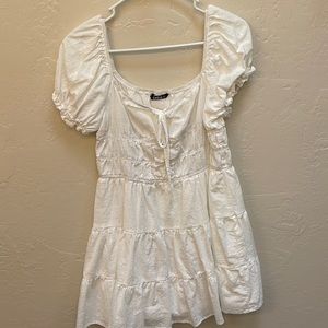 White Puff Sleeve Dress